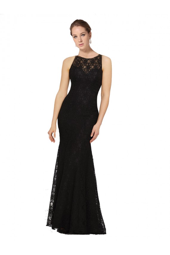 Open Back Sleeveless Jewel Neck Sheath Lace Bridesmaid Dress Worcester