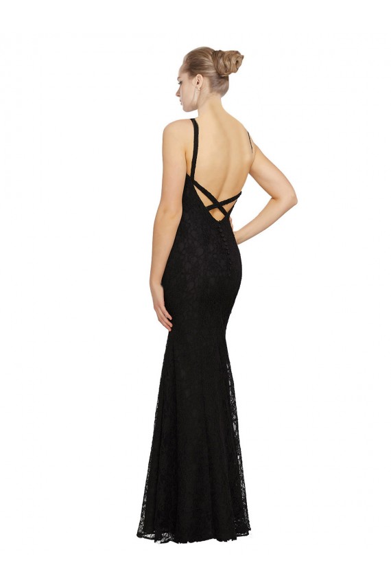 Open Back Sleeveless Jewel Neck Sheath Lace Bridesmaid Dress Worcester