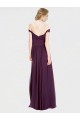 Low Back Grape Sleeveless Off the Shoulder A-Line Soft Chiffon & Lace Bridesmaid Dress Worcester