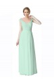 V-Back Cap Sleeves V-Neck A-Line Soft Chiffon & Lace Bridesmaid Dress Worcester