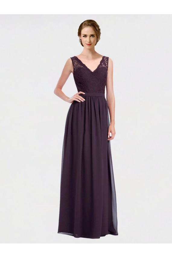 V-Back Sleeveless V-Neck A-Line Chiffon & Lace Bridesmaid Dress / Evening Dress Worcester