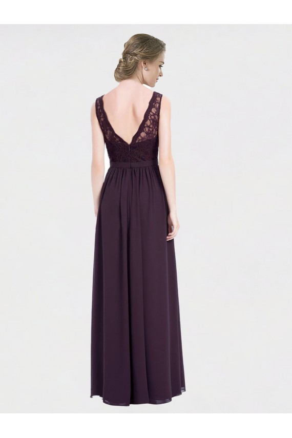 V-Back Sleeveless V-Neck A-Line Chiffon & Lace Bridesmaid Dress / Evening Dress Worcester