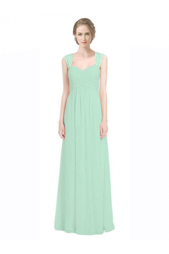 Keyhole Back Mint Green Sleeveless Sweetheart A-Line Soft Chiffon & Lace Bridesmaid Dress Worcester