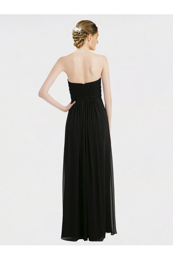 Low Back Black Sleeveless Sweetheart A-Line Soft Chiffon & Lace Bridesmaid Dress Worcester