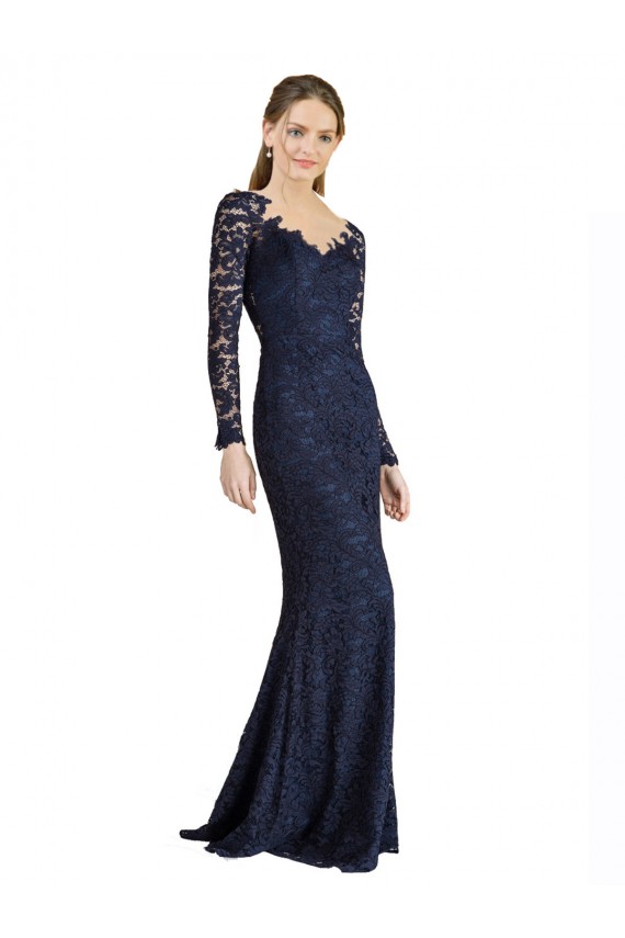 Keyhole Back Long Sleeves Sweetheart Mermaid Lace Prom Dress / Bridesmaid Dress Worcester