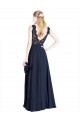 V-Back Sleeveless Illusion Neck A-Line Soft Chiffon & Lace Prom Dress / Bridesmaid Dress Worcester