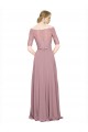 Short Sleeves Off the Shoulder A-Line Soft Chiffon & Lace Prom Dress / Bridesmaid Dress Worcester