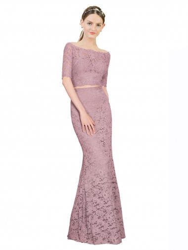 Short Sleeves Off the Shoulder Mermaid Lace Prom Dress / Bridesmaid Dress Worcester