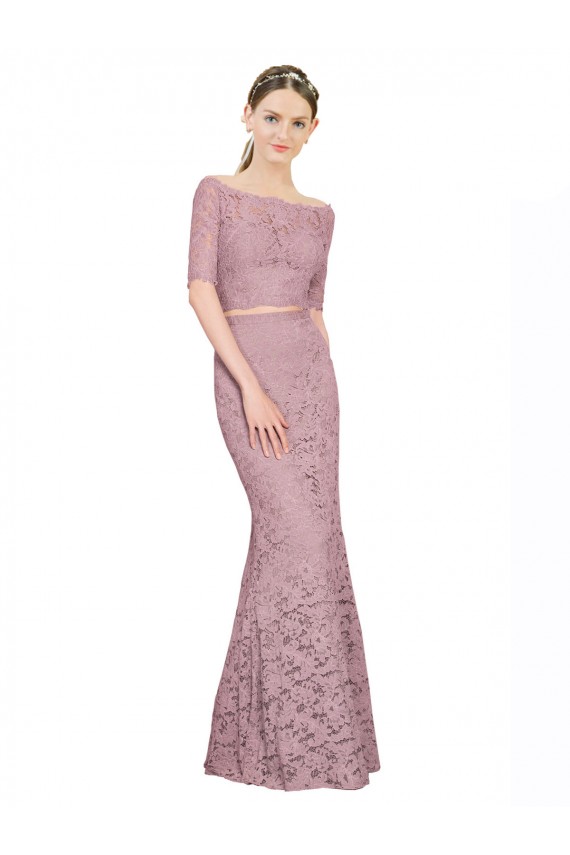 Short Sleeves Off the Shoulder Mermaid Lace Prom Dress / Bridesmaid Dress Worcester