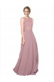 Sleeveless Illusion Neck A-Line Soft Chiffon & Lace Black Tie Prom Dress / Bridesmaid Dress Worcester