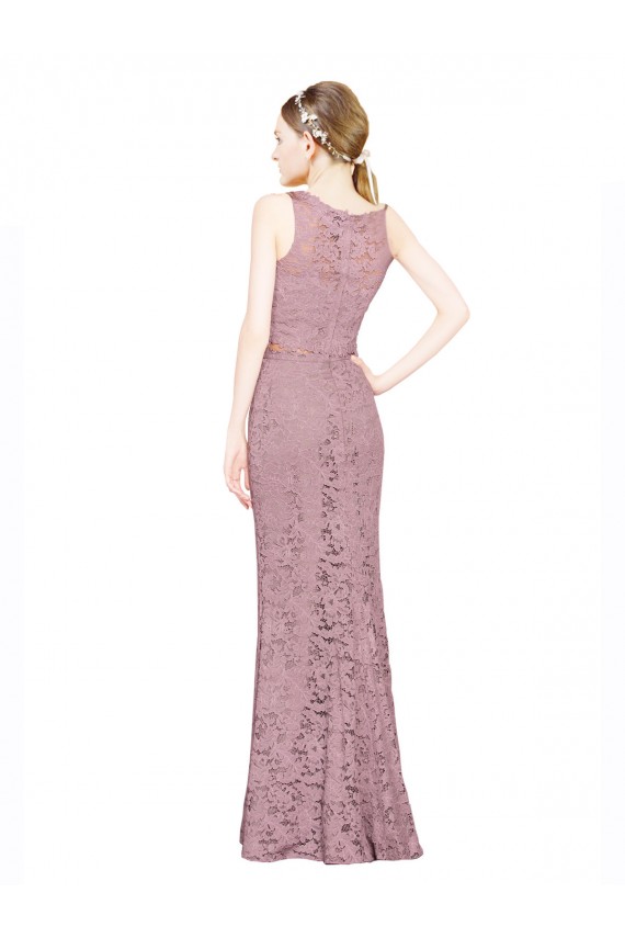Sleeveless Illusion Neck Mermaid Lace Prom Dresses Worcester