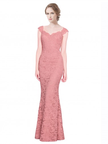 Salmon Sleeveless Sweetheart Mermaid Lace Prom Dress / Bridesmaid Dress Worcester