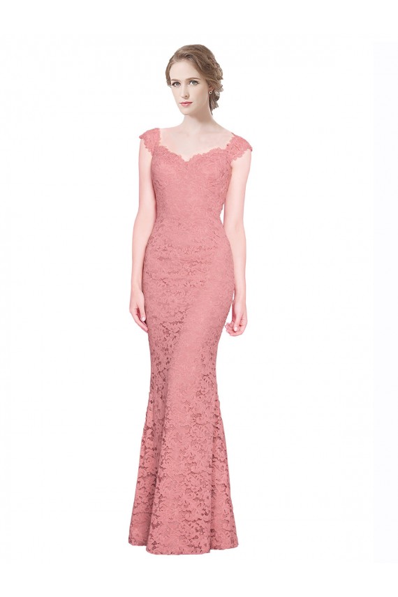 Salmon Sleeveless Sweetheart Mermaid Lace Prom Dress / Bridesmaid Dress Worcester