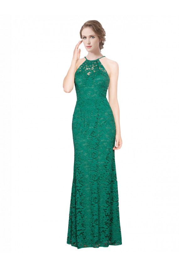 Low Back Sleeveless Halter Neck Mermaid Lace Prom Dress / Bridesmaid Dress Worcester