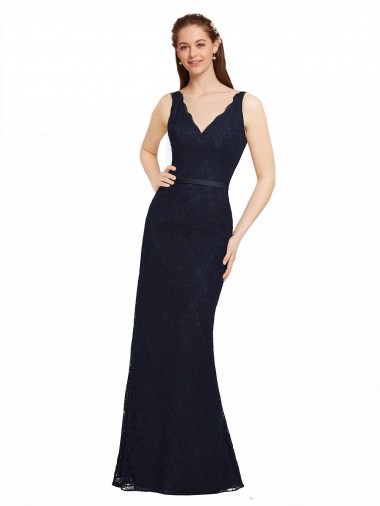 Open Back Sleeveless V-Neck Sheath Lace Bridesmaid Dress Worcester