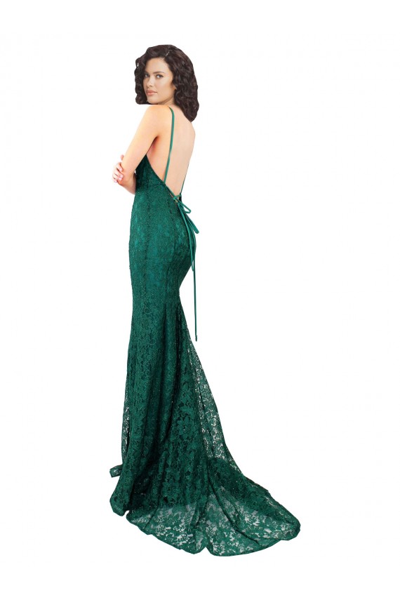 Open Back Sleeveless V-Neck Mermaid Lace Black Tie Evening Gown / Prom Dress / Bridesmaid Dress Worcester