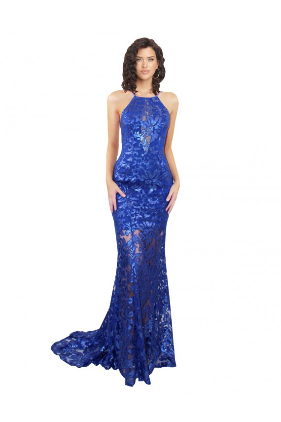 Open Back Sleeveless High Neck Mermaid Lace Semi Formal Evening Dress / Prom Dress / Bridesmaid Dress Worcester
