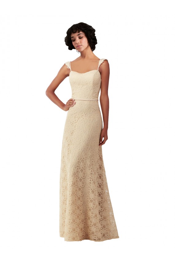 Champagne Sleeveless Sweetheart A-Line Lace Bridesmaid Dress Worcester
