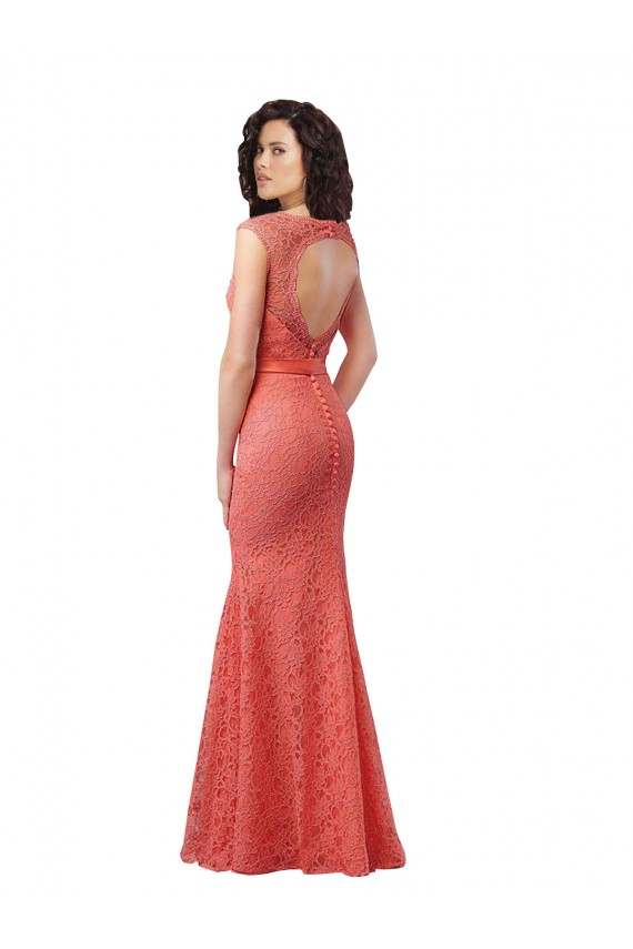 Open Back Sleeveless V-Neck Mermaid Lace Bridesmaid Dress Worcester