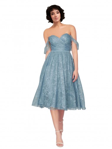 Keyhole Back Sleeveless Off the Shoulder A-Line Lace Bridesmaid Dress Worcester