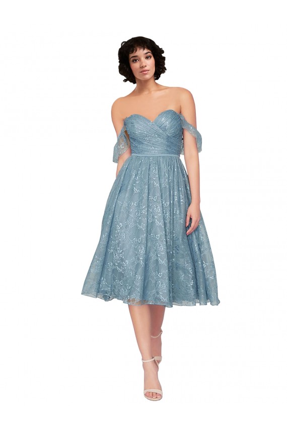 Keyhole Back Sleeveless Off the Shoulder A-Line Lace Bridesmaid Dress Worcester