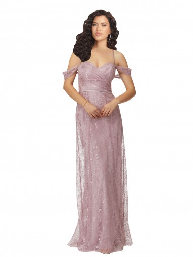 Criss Cross Back Sleeveless Off the Shoulder A-Line Lace Bridesmaid Dress Worcester