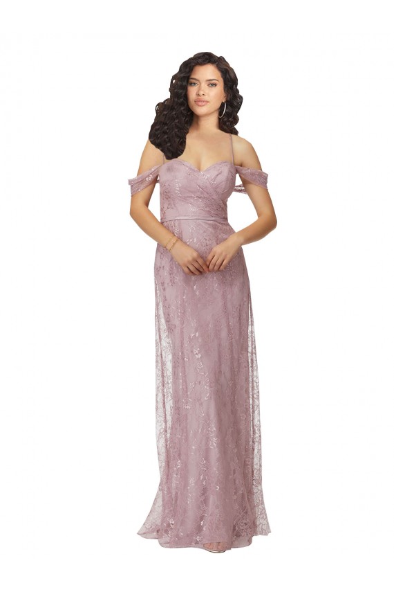 Criss Cross Back Sleeveless Off the Shoulder A-Line Lace Bridesmaid Dress Worcester