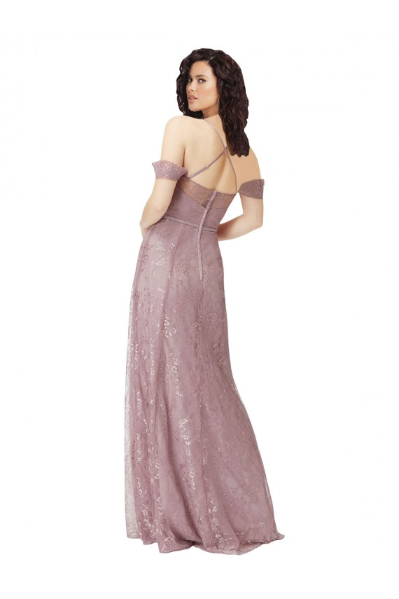 Criss Cross Back Sleeveless Off the Shoulder A-Line Lace Bridesmaid Dress Worcester