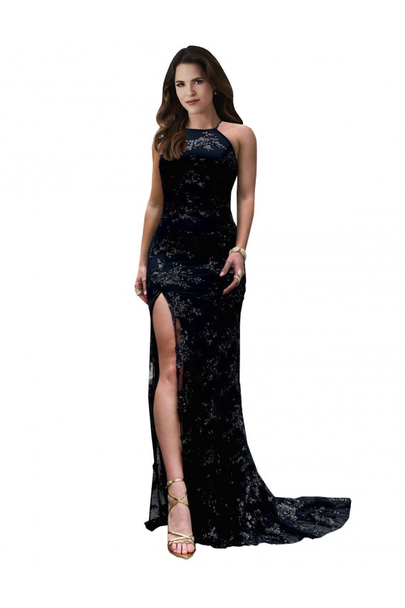 Open Back Sleeveless High Neck Mermaid Lace Black Tie Evening Gown / Prom Dress / Bridesmaid Dress Worcester