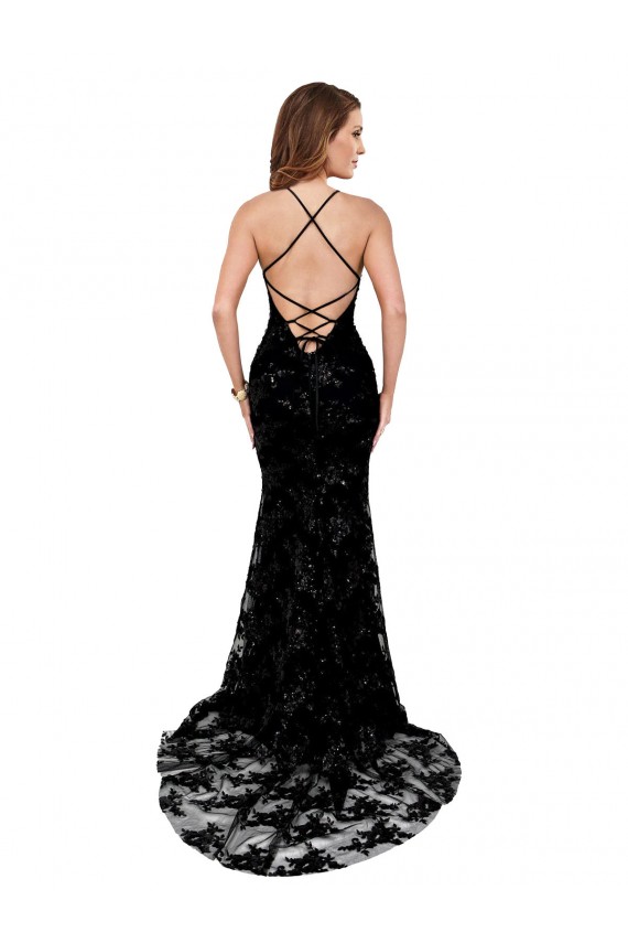 Open Back Sleeveless High Neck Mermaid Lace Black Tie Evening Gown / Prom Dress / Bridesmaid Dress Worcester