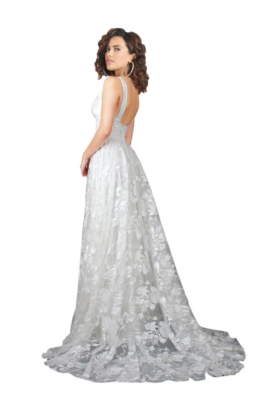 Low Back Sleeveless V-Neck A-Line Lace Wedding Dress Worcester