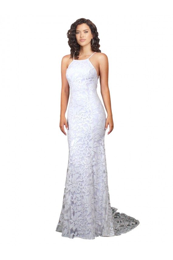 Low Back Sleeveless High Neck Sheath Lace Wedding Dress Worcester