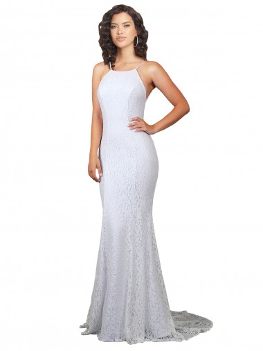 Backless Sleeveless High Neck Mermaid Lace Wedding Dress Worcester