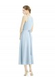 Light Sky Blue Sleeveless V-Neck A-Line Satin Bridesmaid Dress Worcester