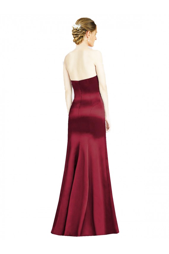 Burgundy Sleeveless Sweetheart Mermaid Satin Bridesmaid Dress Worcester