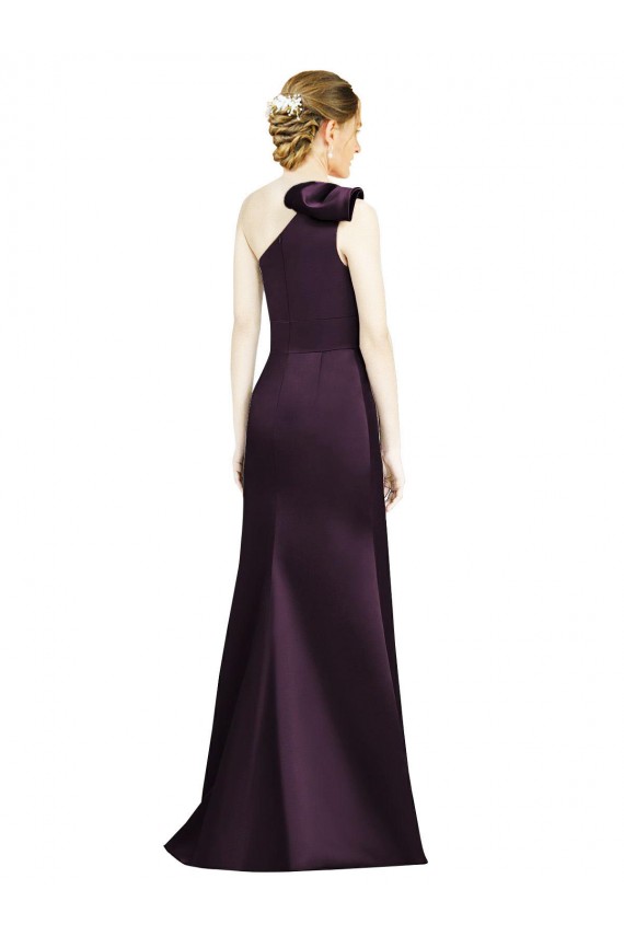 Grape Sleeveless One Shoulder Mermaid Satin Bridesmaid Dress Worcester