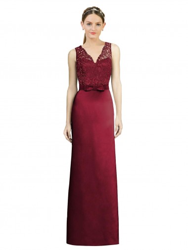 Sleeveless V-Neck A-Line Satin & Lace Bridesmaid Dress Worcester