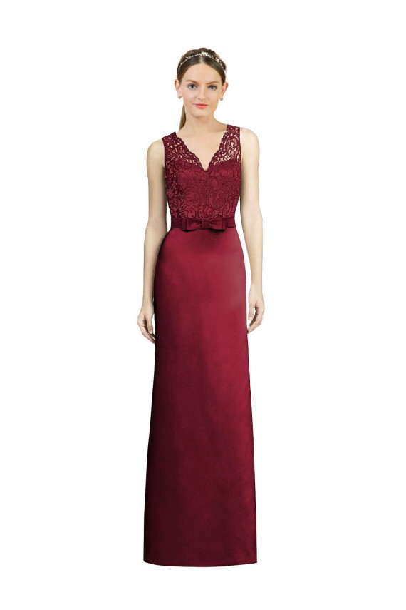 Sleeveless V-Neck A-Line Satin & Lace Bridesmaid Dress Worcester
