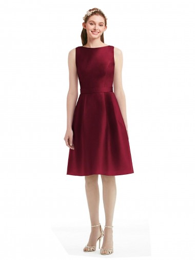 Sleeveless Bateau Neck A-Line Satin Bridesmaid Gown Worcester