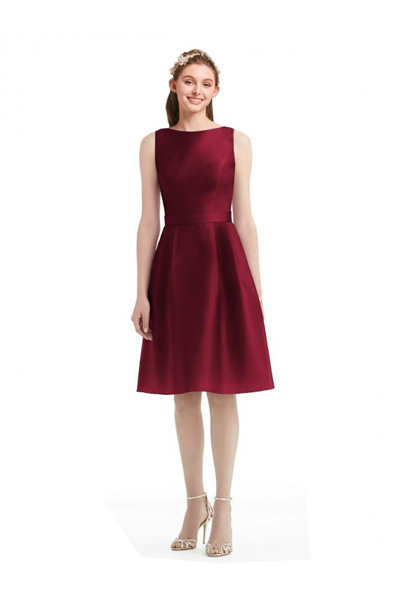 Sleeveless Bateau Neck A-Line Satin Bridesmaid Gown Worcester