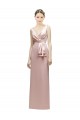 V-Back Sleeveless V-Neck Sheath Satin Bridesmaid Dress Worcester