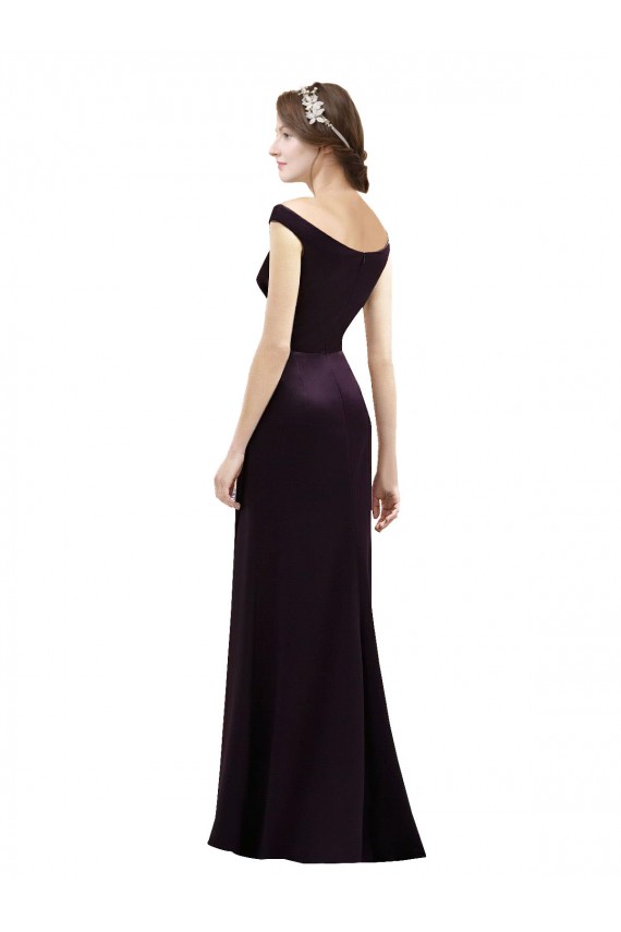 Cap Sleeves Off the Shoulder A-Line Satin Bridesmaid Dress Worcester