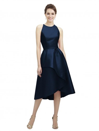 Sleeveless Halter Neck A-Line Satin High Low Bridesmaid Dress Worcester
