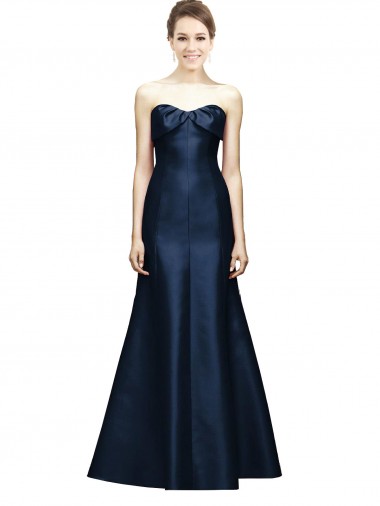 Dark Navy Sleeveless Sweetheart Mermaid Satin Bridesmaid Dress Worcester