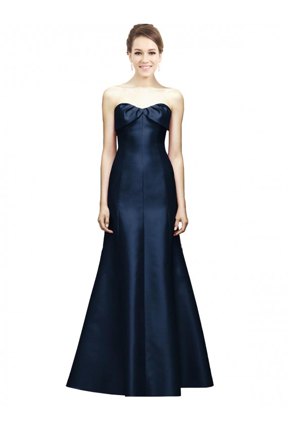 Dark Navy Sleeveless Sweetheart Mermaid Satin Bridesmaid Dress Worcester