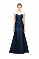 Dark Navy Sleeveless Sweetheart Mermaid Satin Bridesmaid Dress Worcester