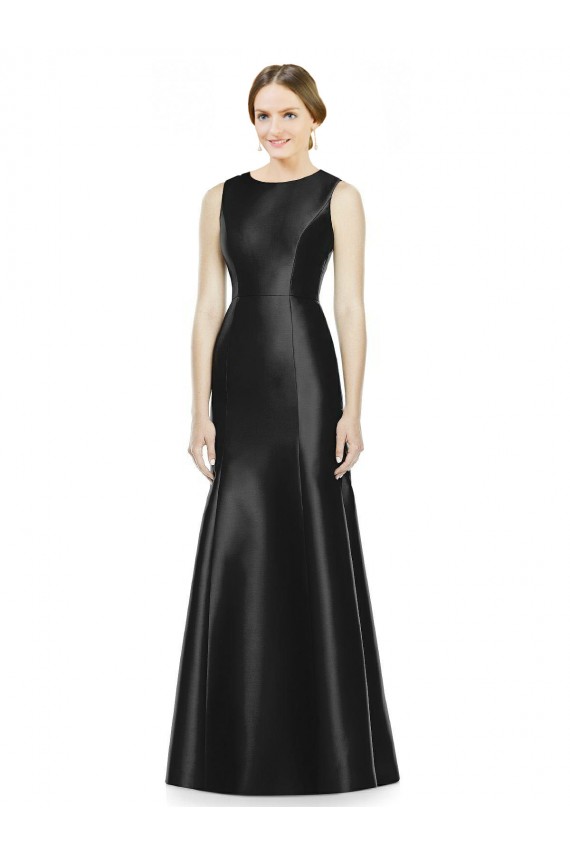 Keyhole Back Sleeveless High Neck Mermaid Satin Bridesmaid Dress Worcester