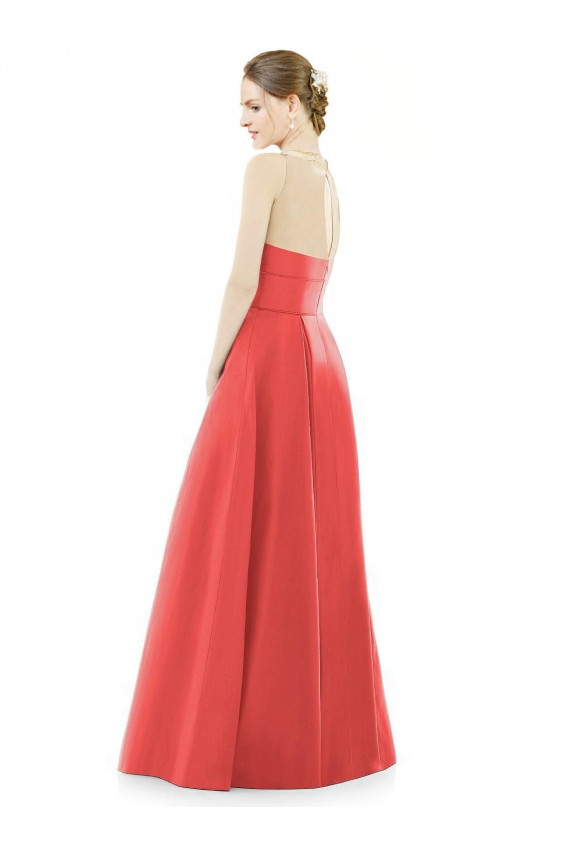 Sleeveless Jewel Neck A-Line Satin Bridesmaid Dress Worcester