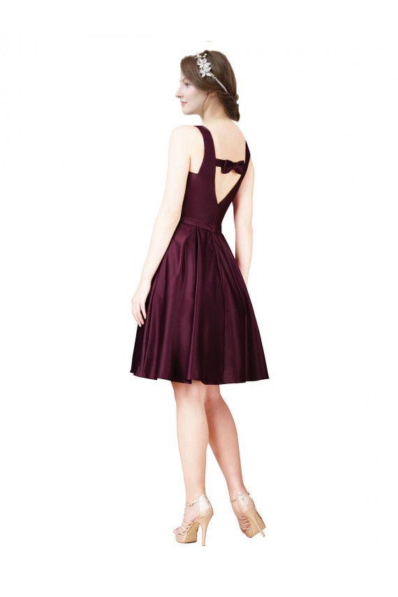 V-Back Sleeveless Bateau Neck A-Line Satin Prom Dress / Bridesmaid Dress Worcester