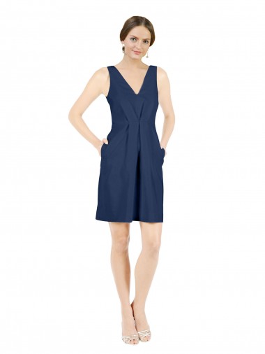 Open Back Sleeveless V-Neck A-Line Satin Evening Gown / Bridesmaid Dress Worcester
